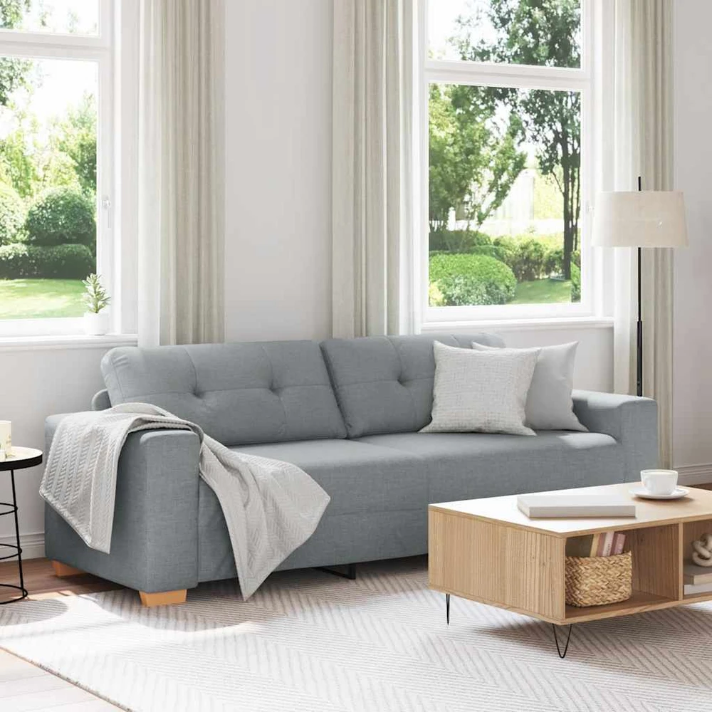 Trivietė sofa, šviesiai pilka, 220x78x80 cm, audinys