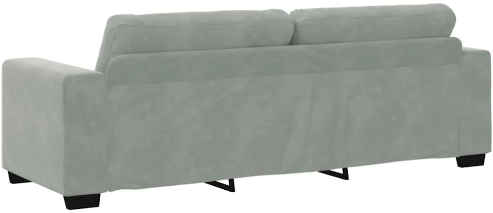 Trivietė sofa, šviesiai pilka, 220x78x80 cm, aksomas