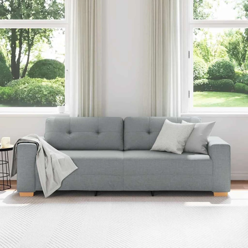 Trivietė sofa, šviesiai pilka, 220x78x80 cm, audinys