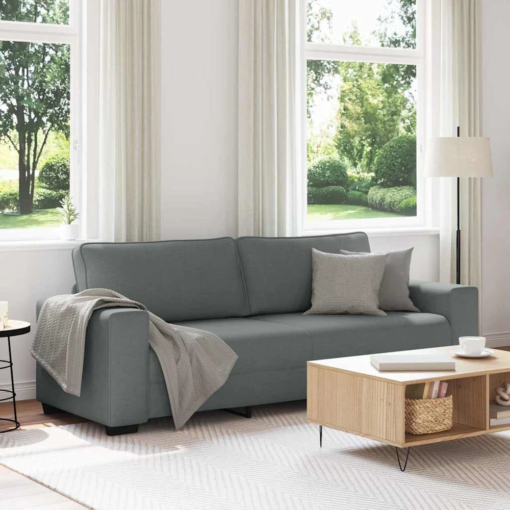 Trivietė sofa, tamsiai pilka, 220x77x82 cm, audinys