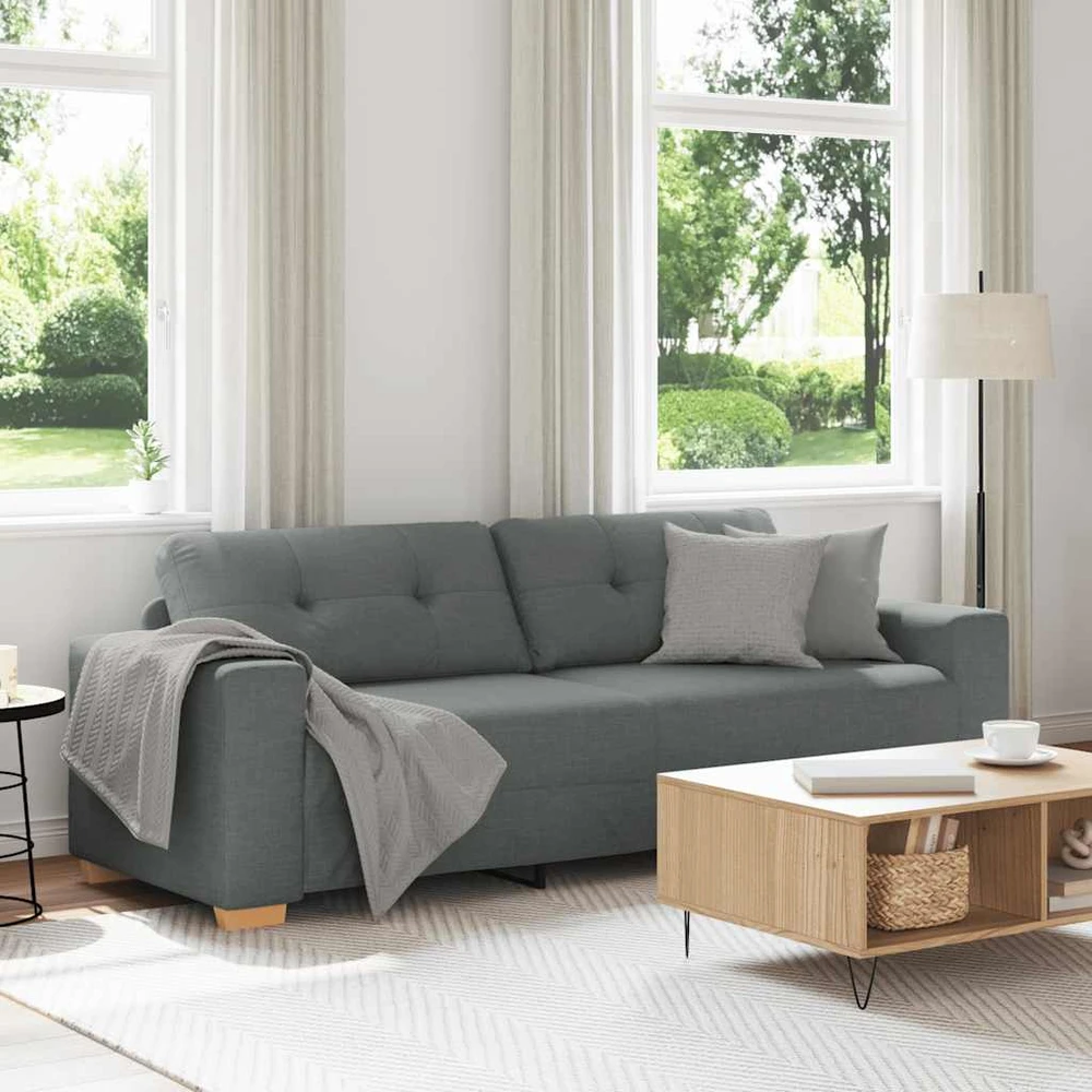 Trivietė sofa, tamsiai pilka, 220x78x80 cm, audinys