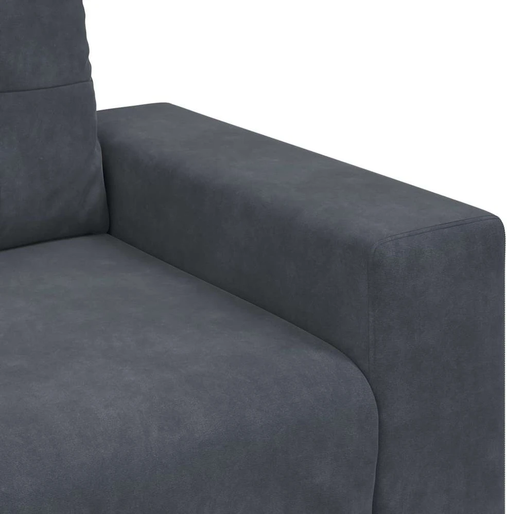 Trivietė sofa, tamsiai pilka, 220x78x80 cm, aksomas