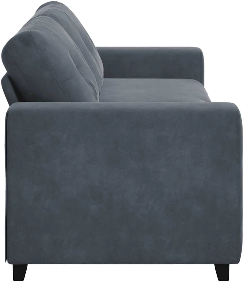 Trivietė sofa, tamsiai pilka, 220x78x80 cm, aksomas