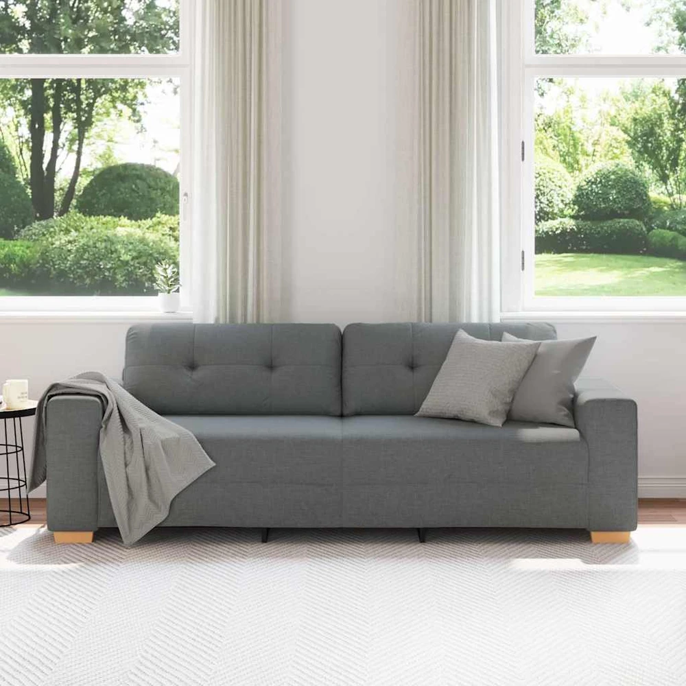 Trivietė sofa, tamsiai pilka, 220x78x80 cm, audinys