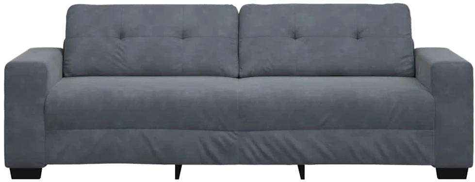 Trivietė sofa, tamsiai pilka, 220x78x80 cm, aksomas