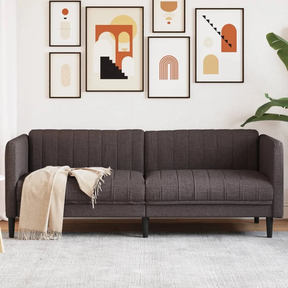 Trivietė sofa, tamsiai rudos spalvos, audinys
