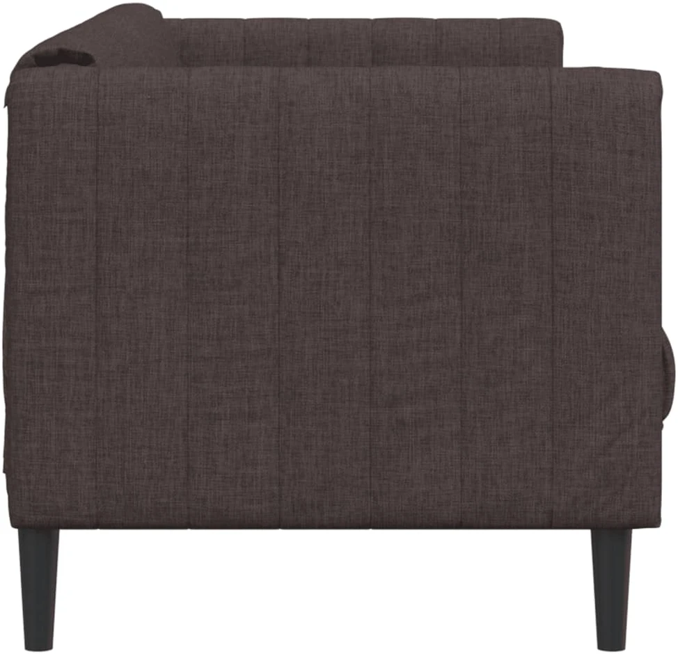 Trivietė sofa, tamsiai rudos spalvos, audinys