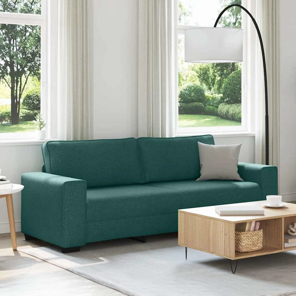 Trivietė sofa, tamsiai žalia, 220x77x82 cm, audinys