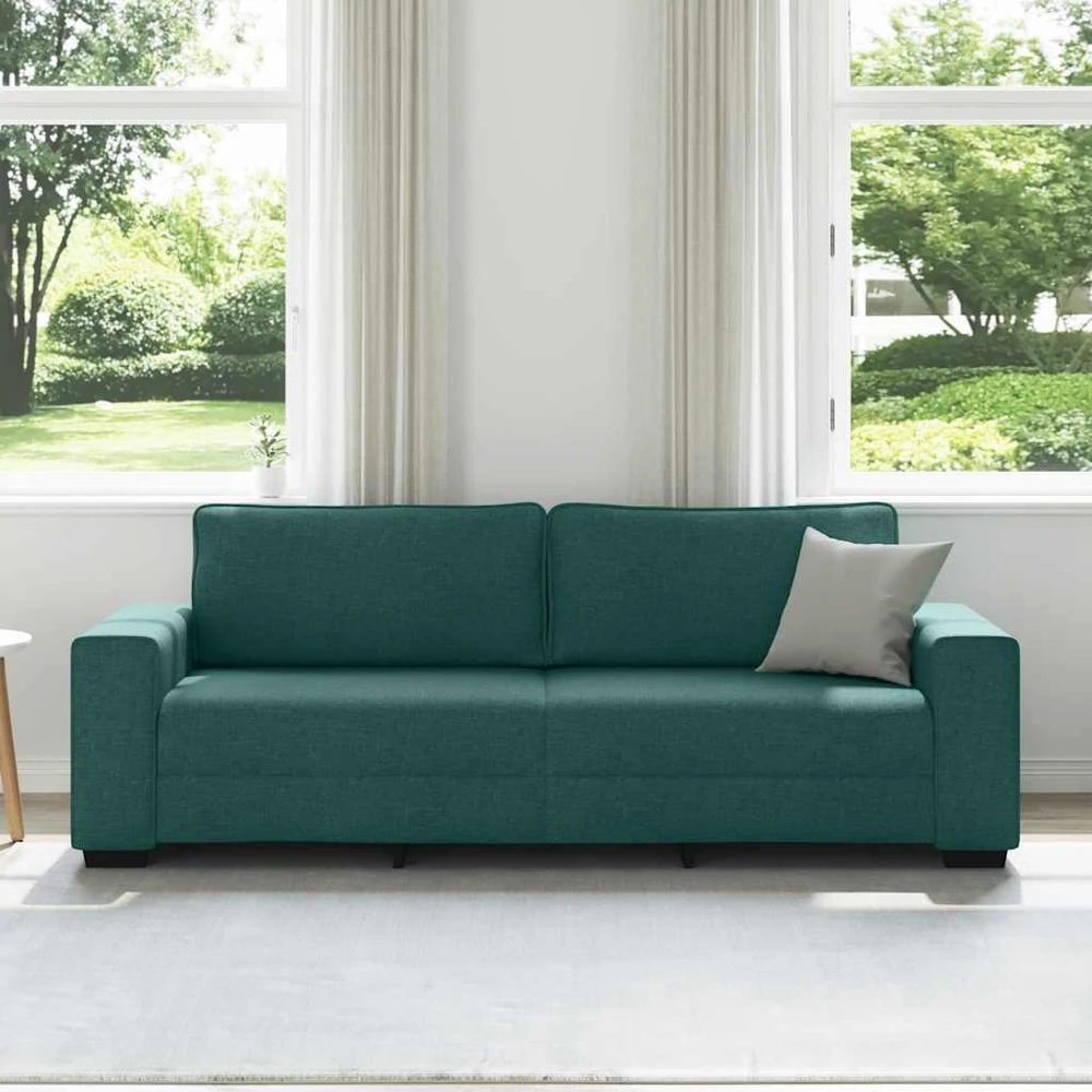 Trivietė sofa, tamsiai žalia, 220x77x82 cm, audinys