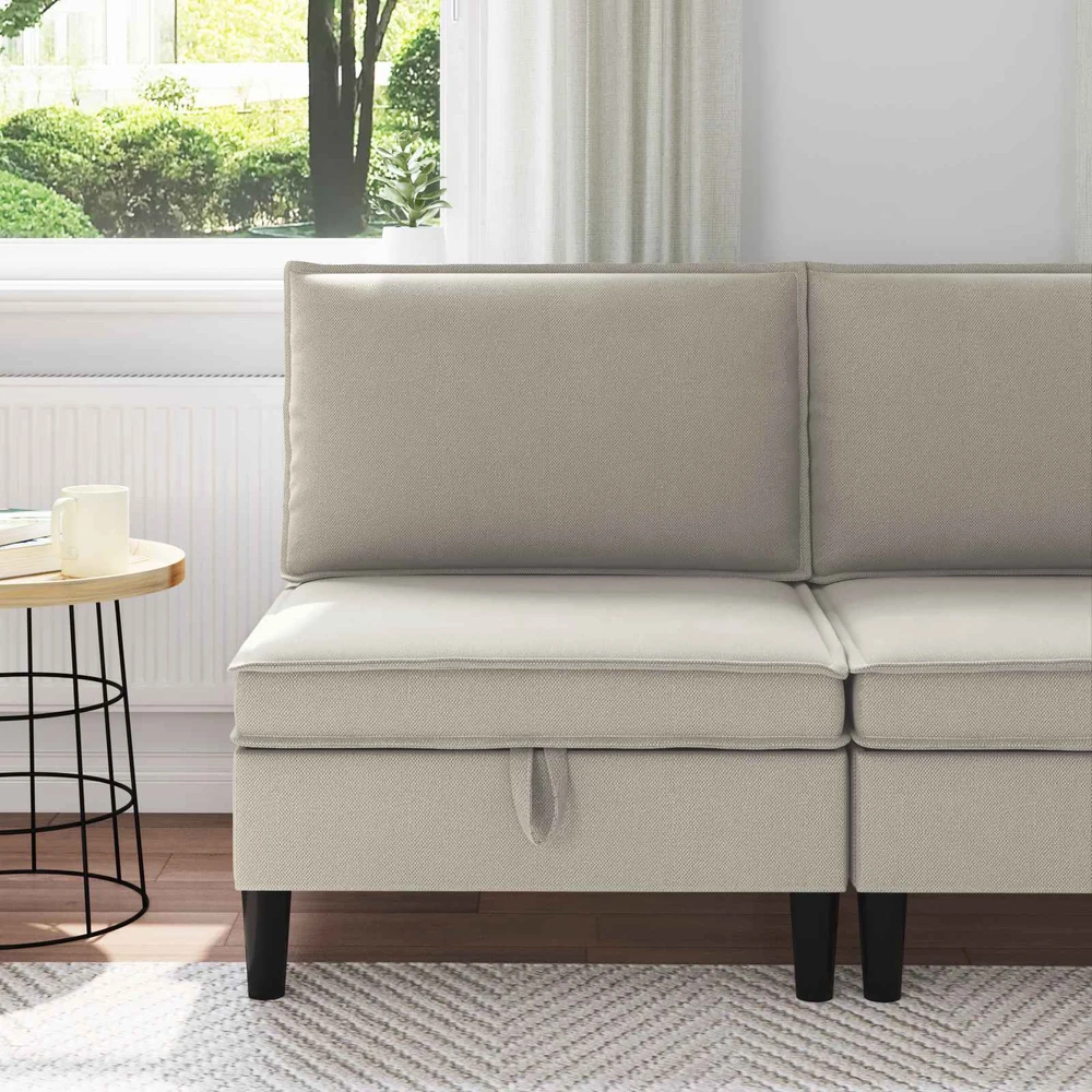 Vidinė Sofa su Saugykla Avižinė Aksomas
