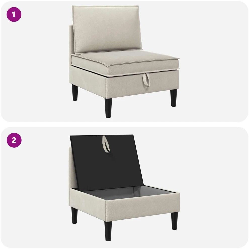 Vidinė Sofa su Saugykla Avižinė Aksomas
