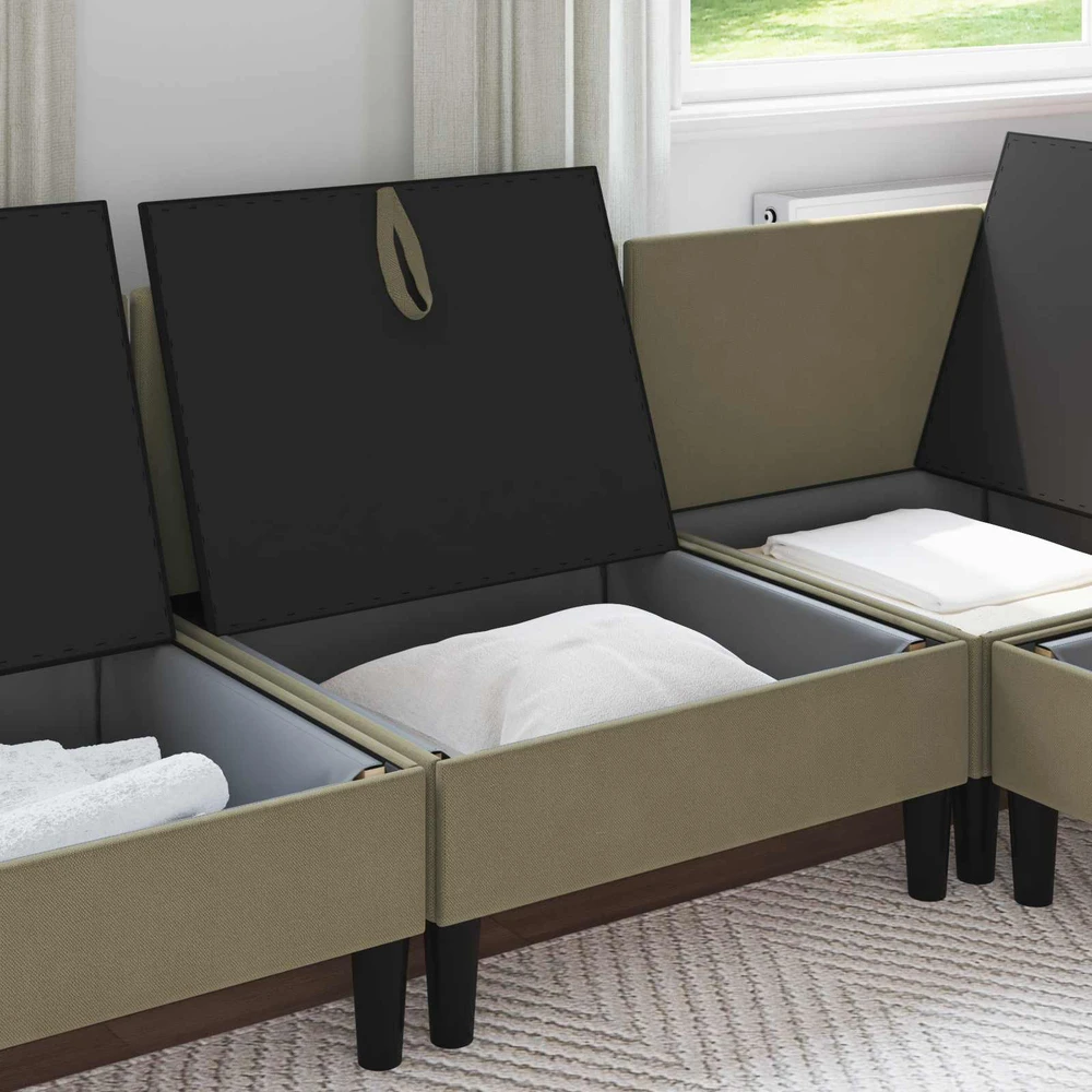 Vidinė Sofa su Saugykla Chaki Aksomas