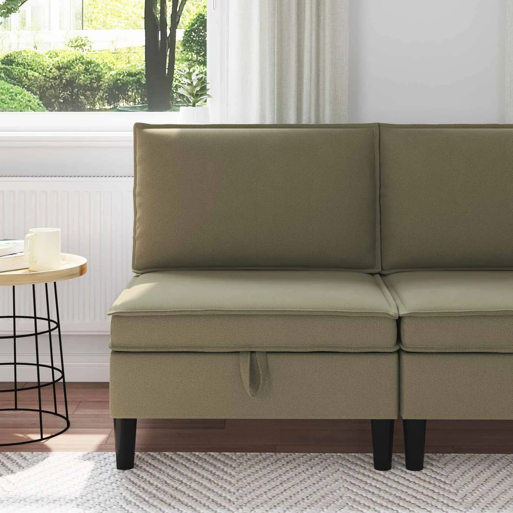 Vidinė Sofa su Saugykla Chaki Aksomas