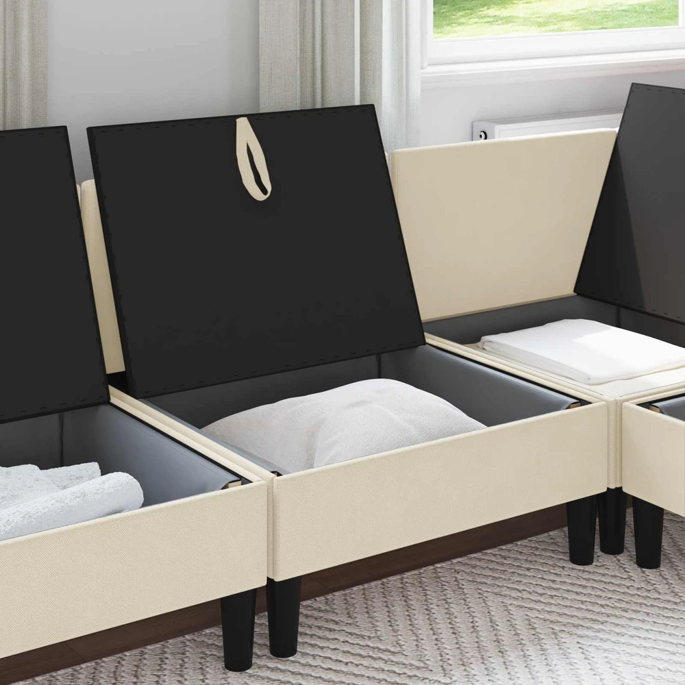 Vidinė Sofa su Saugykla Kreminė 70 x 70 x 82 cm Aksomas