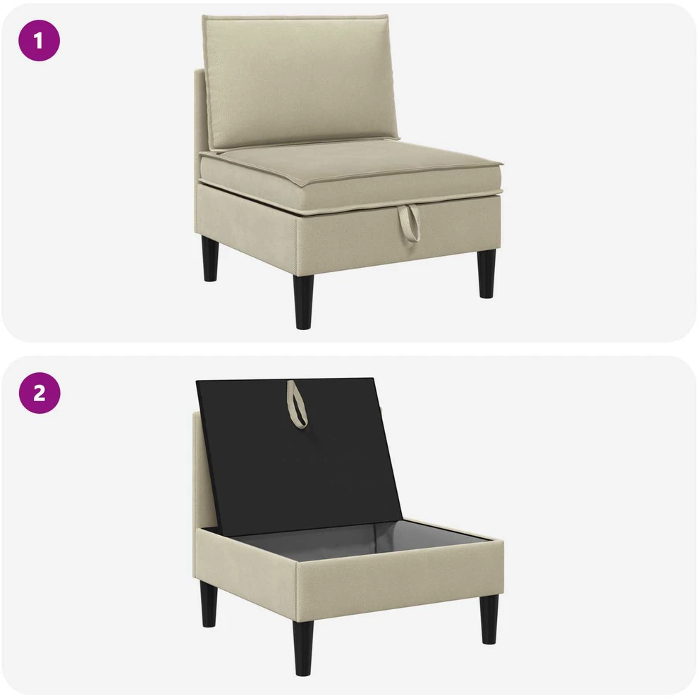 Vidinė Sofa su Saugykla Smėlio Aksomas
