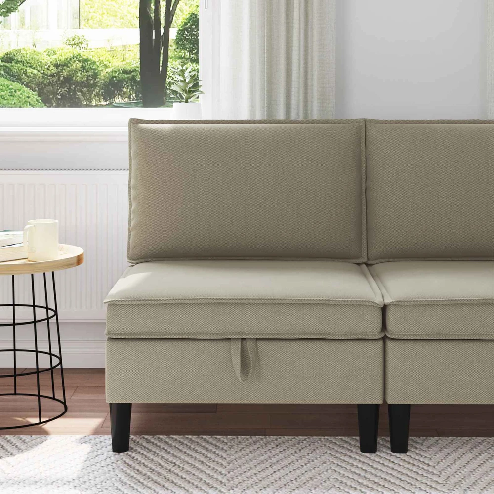 Vidinė Sofa su Saugykla Smėlio Aksomas
