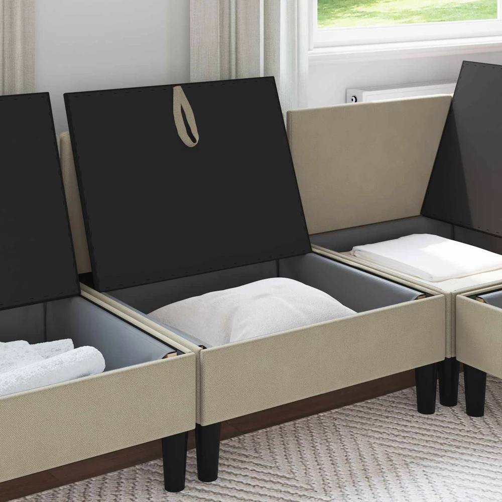 Vidinė Sofa su Saugykla Smėlio Aksomas