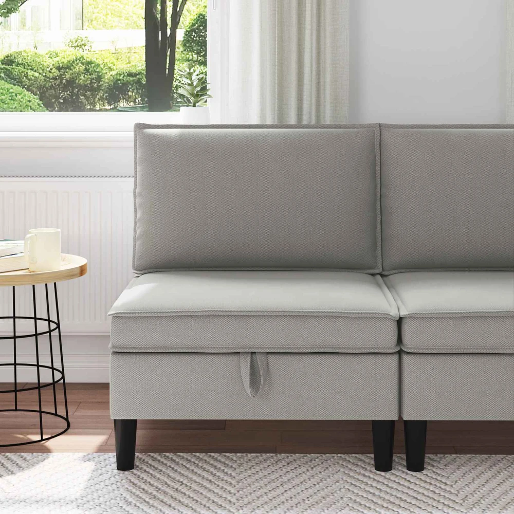 Vidinė Sofa su Saugykla Šviesiai pilka Aksomas