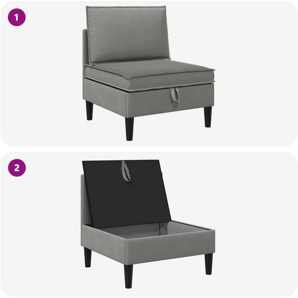 Vidinė Sofa su Saugykla Tamsiai pilka Aksomas