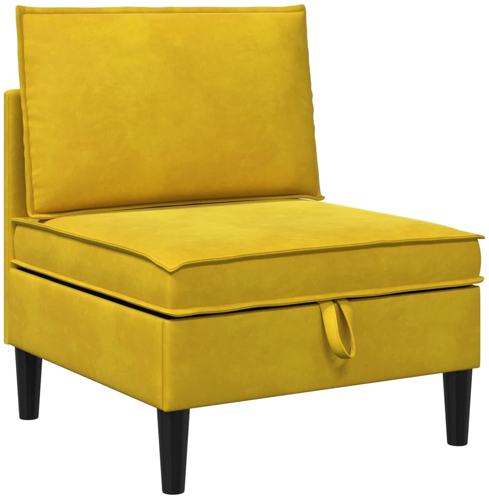 Vidurinė sofa su saugykla Geltona Aksomas