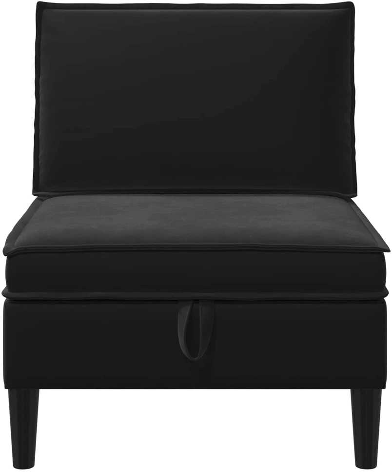 Vidurinė sofa su saugykla Juoda Aksomas
