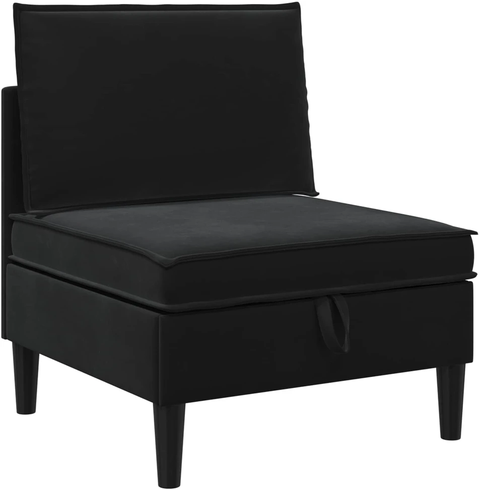 Vidurinė sofa su saugykla Juoda Aksomas