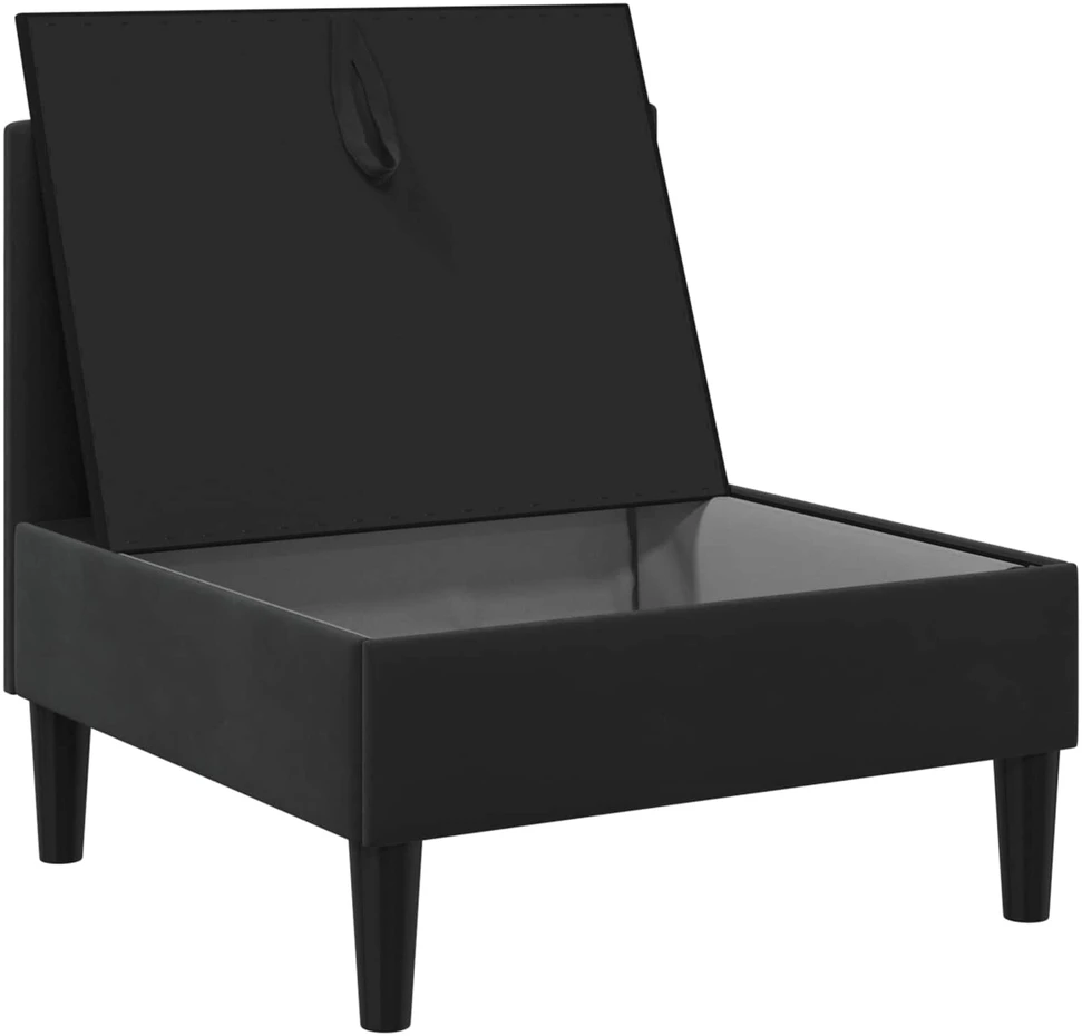 Vidurinė sofa su saugykla Juoda Aksomas