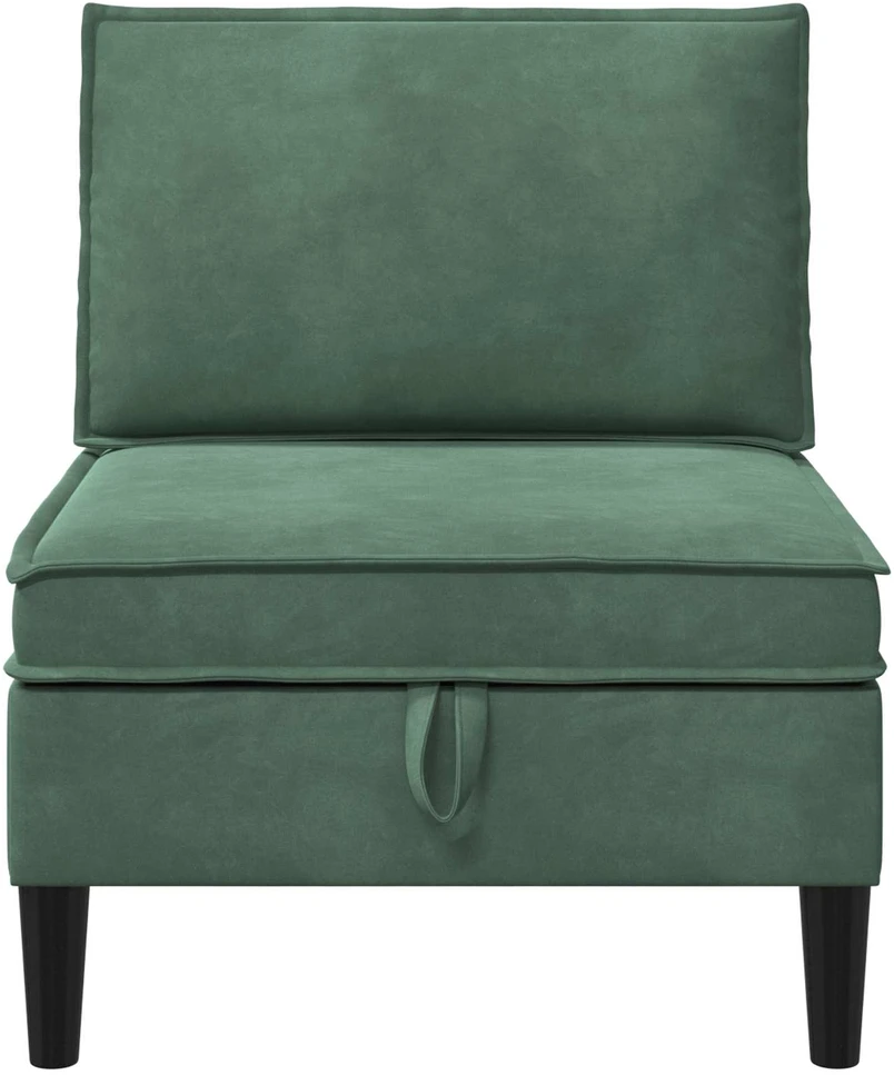 Vidurinė sofa su saugykla Jūrinė žalia Aksomas