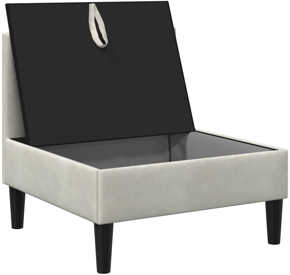 Vidurinė sofa su saugykla Kreminė Aksomas