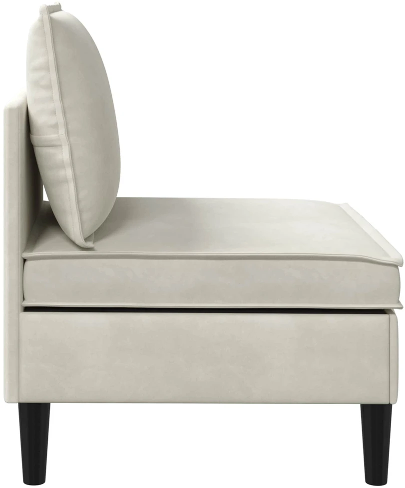 Vidurinė sofa su saugykla Kreminė Aksomas