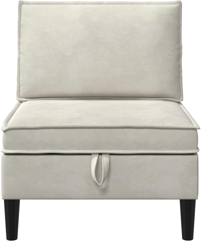 Vidurinė sofa su saugykla Kreminė Aksomas