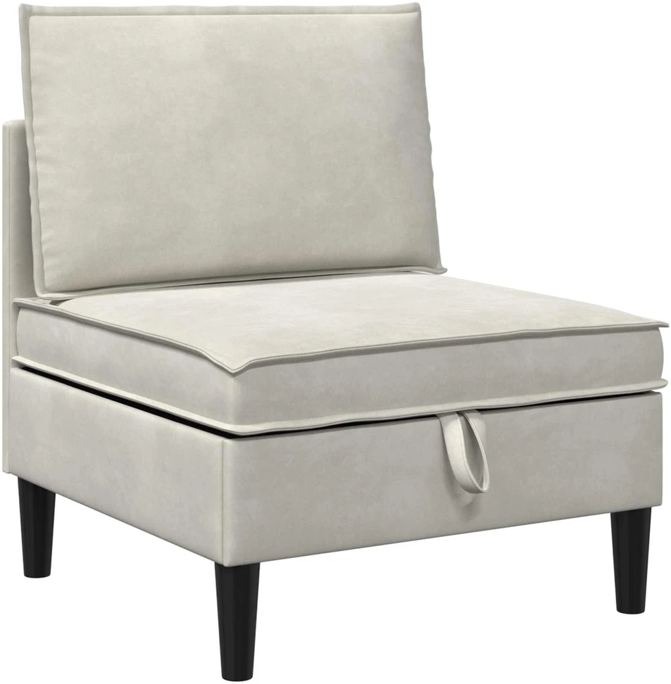 Vidurinė sofa su saugykla Kreminė Aksomas
