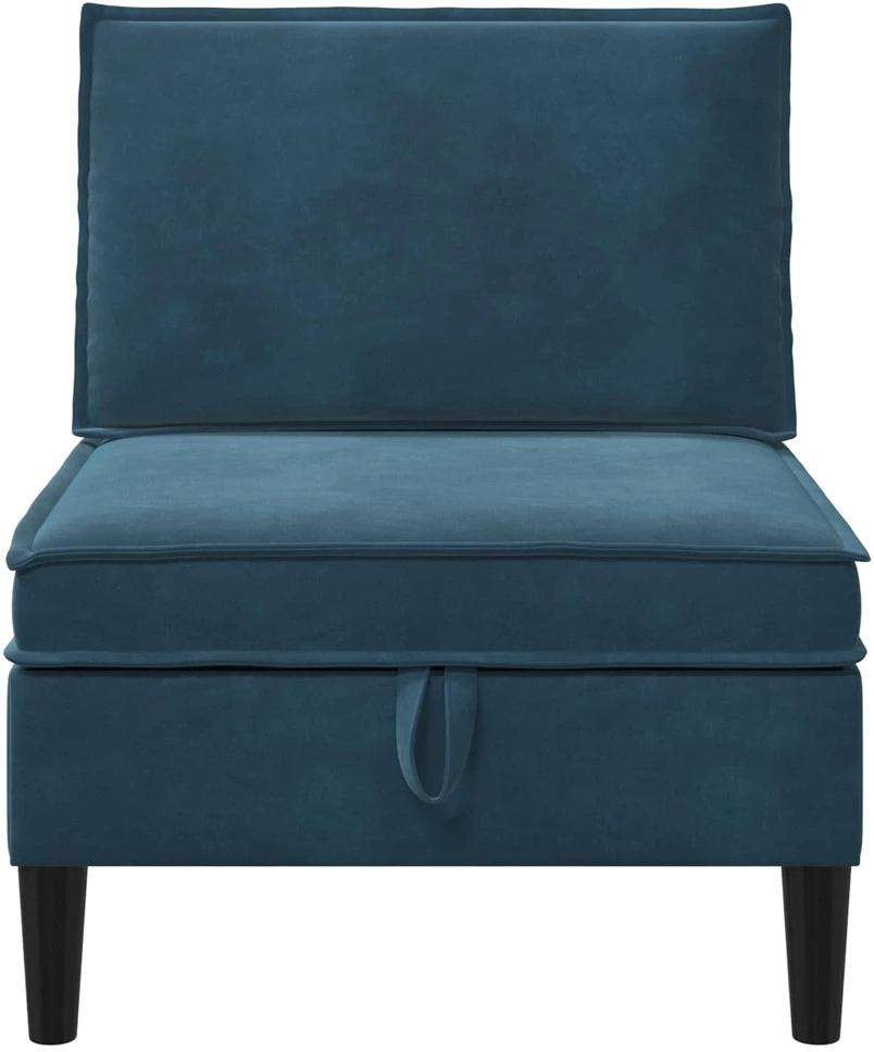 Vidurinė sofa su saugykla Mėlyna Aksomas
