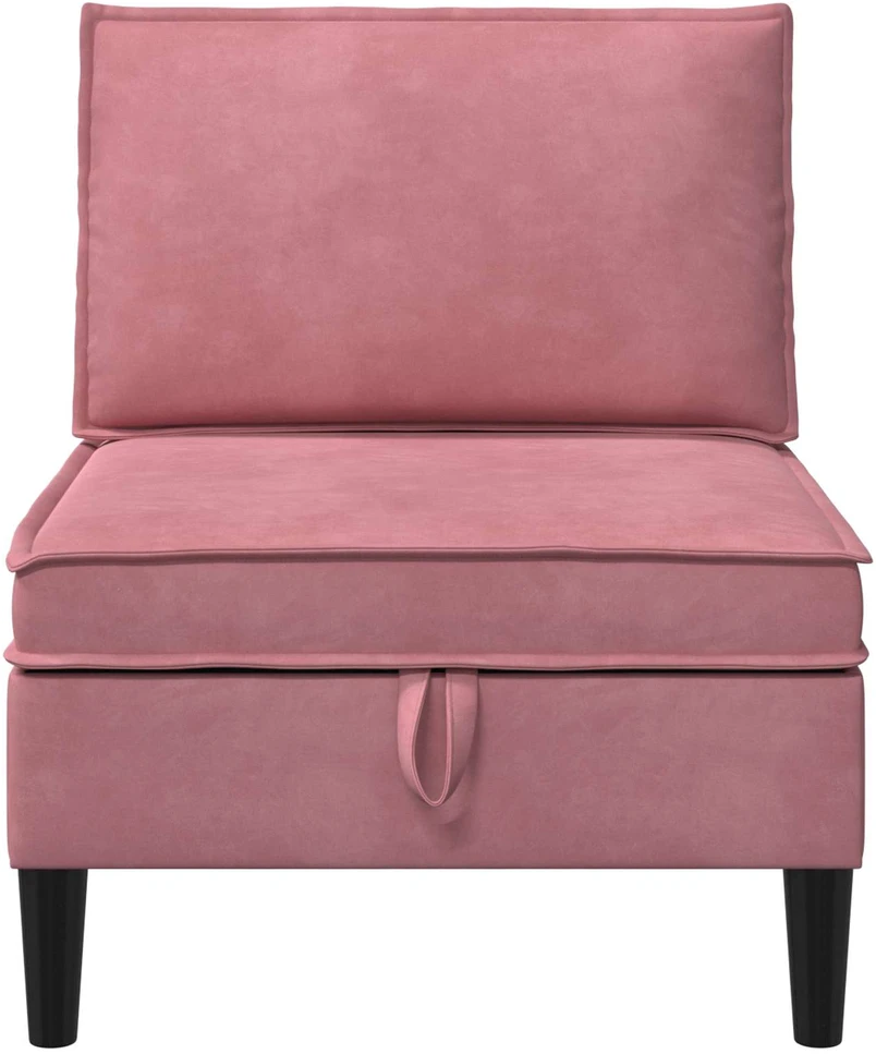Vidurinė sofa su saugykla Rožinė Aksomas