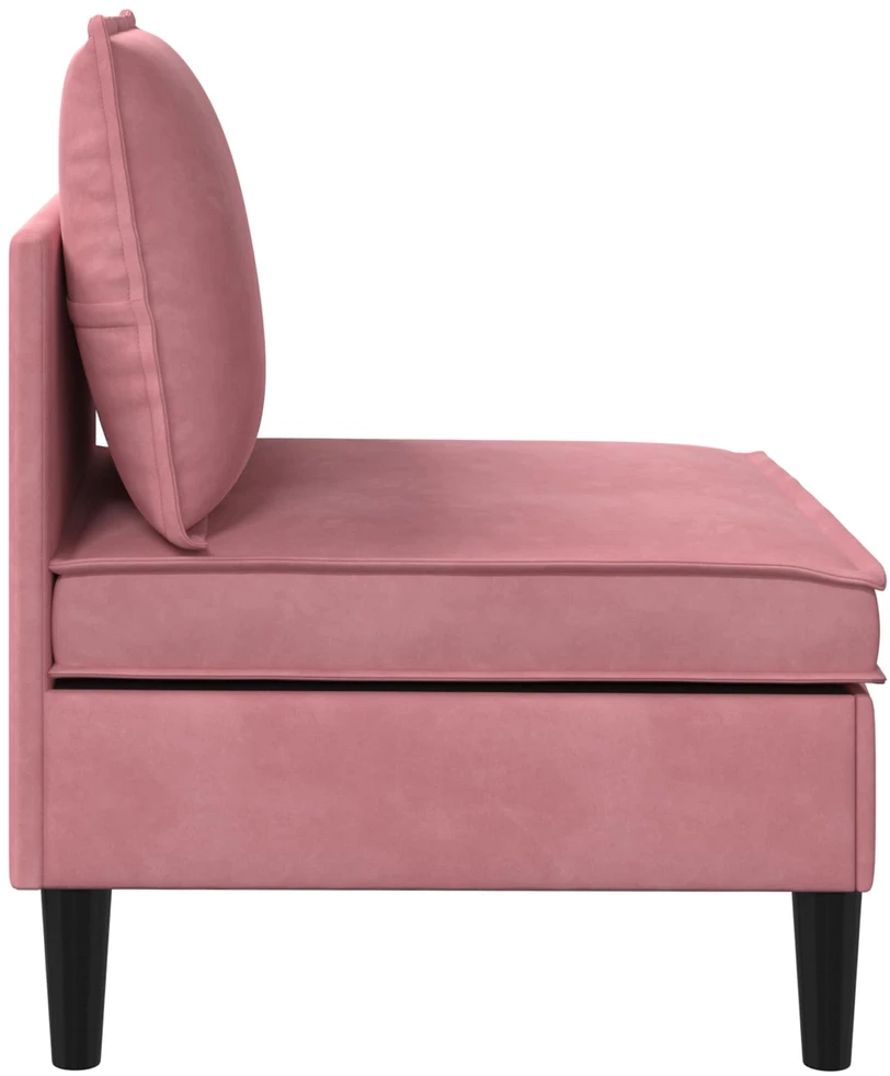 Vidurinė sofa su saugykla Rožinė Aksomas