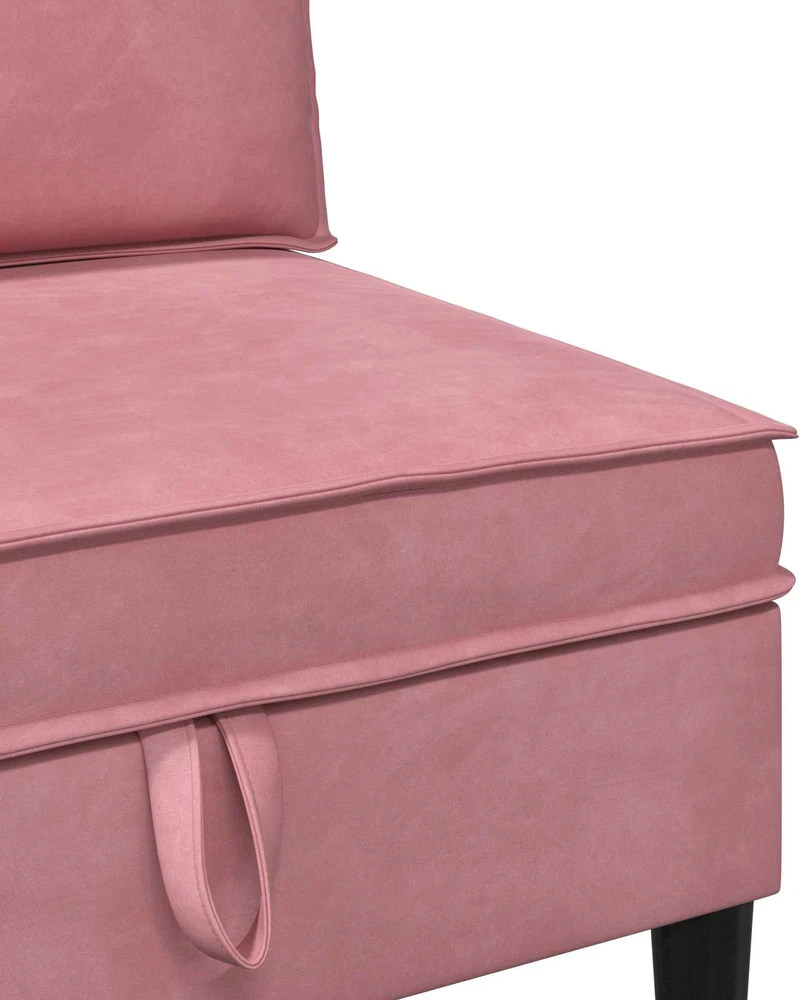 Vidurinė sofa su saugykla Rožinė Aksomas