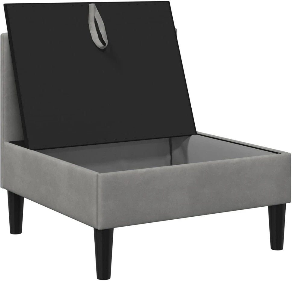 Vidurinė sofa su saugykla Šviesiai pilka Aksomas