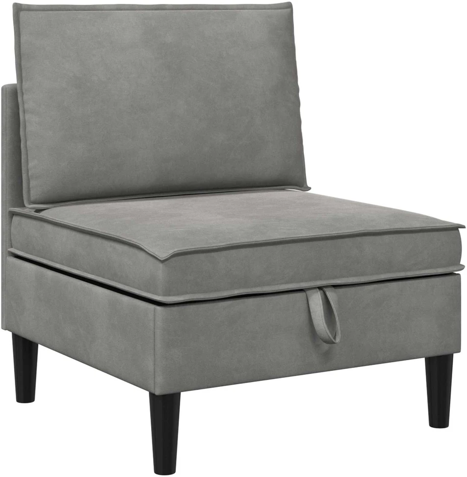 Vidurinė sofa su saugykla Šviesiai pilka Aksomas