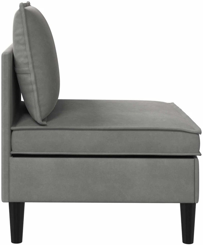 Vidurinė sofa su saugykla Šviesiai pilka Aksomas