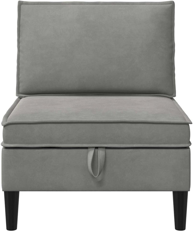 Vidurinė sofa su saugykla Šviesiai pilka Aksomas