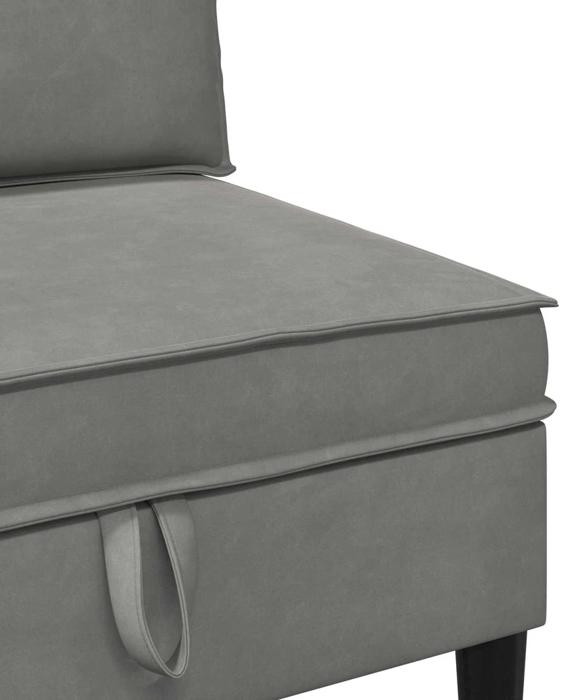 Vidurinė sofa su saugykla Šviesiai pilka Aksomas