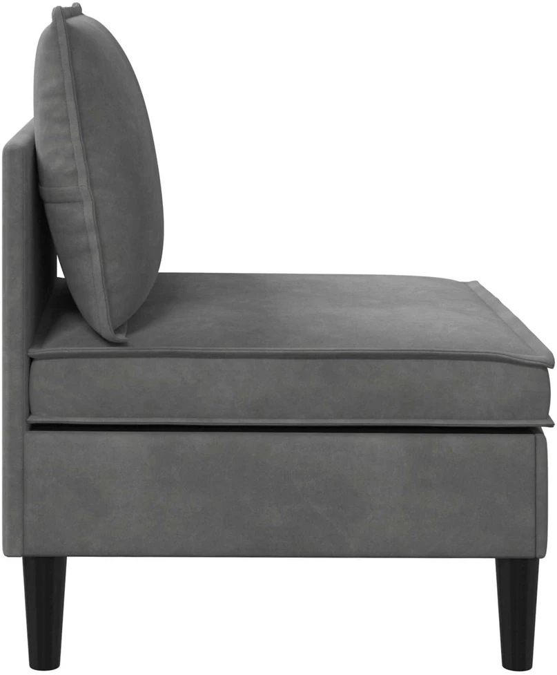 Vidurinė sofa su saugykla Tamsiai pilka Aksomas