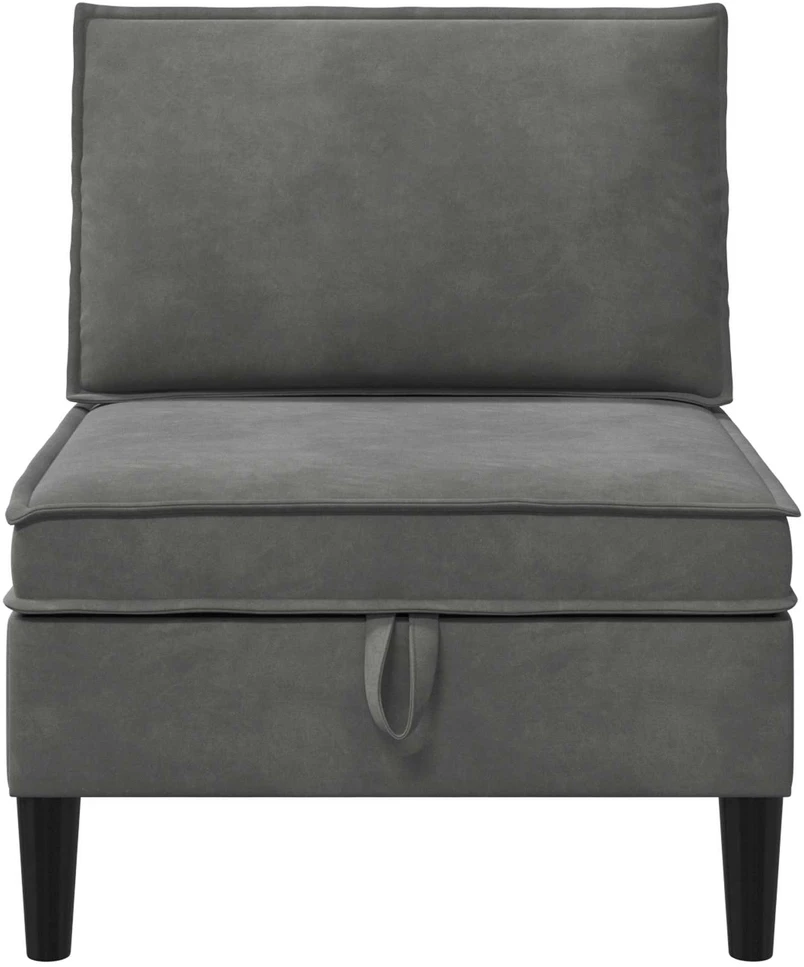 Vidurinė sofa su saugykla Tamsiai pilka Aksomas