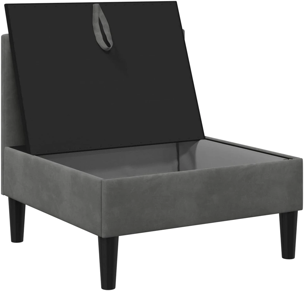 Vidurinė sofa su saugykla Tamsiai pilka Aksomas