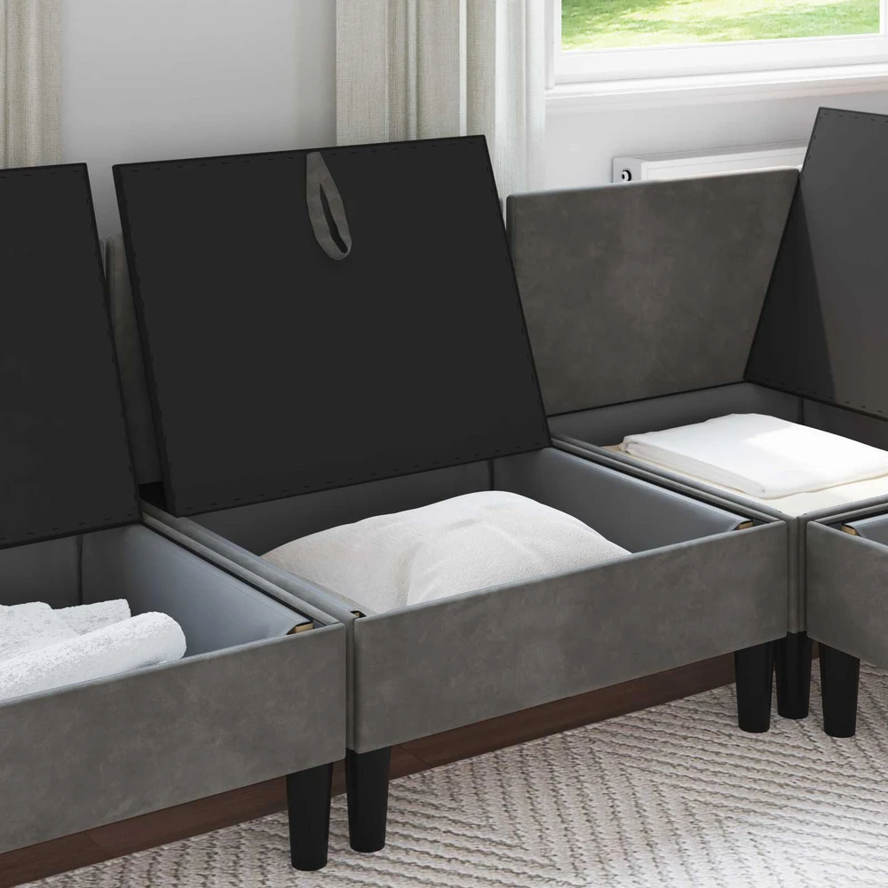 Vidurinė sofa su saugykla Tamsiai pilka Aksomas
