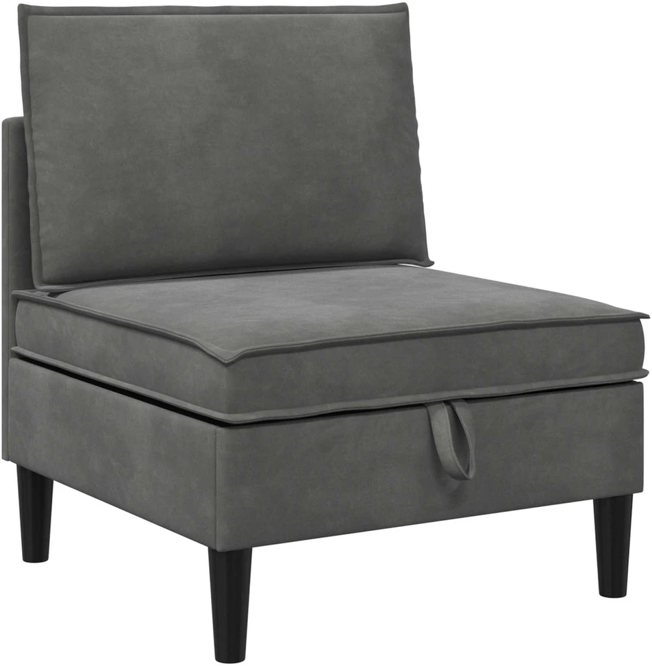 Vidurinė sofa su saugykla Tamsiai pilka Aksomas