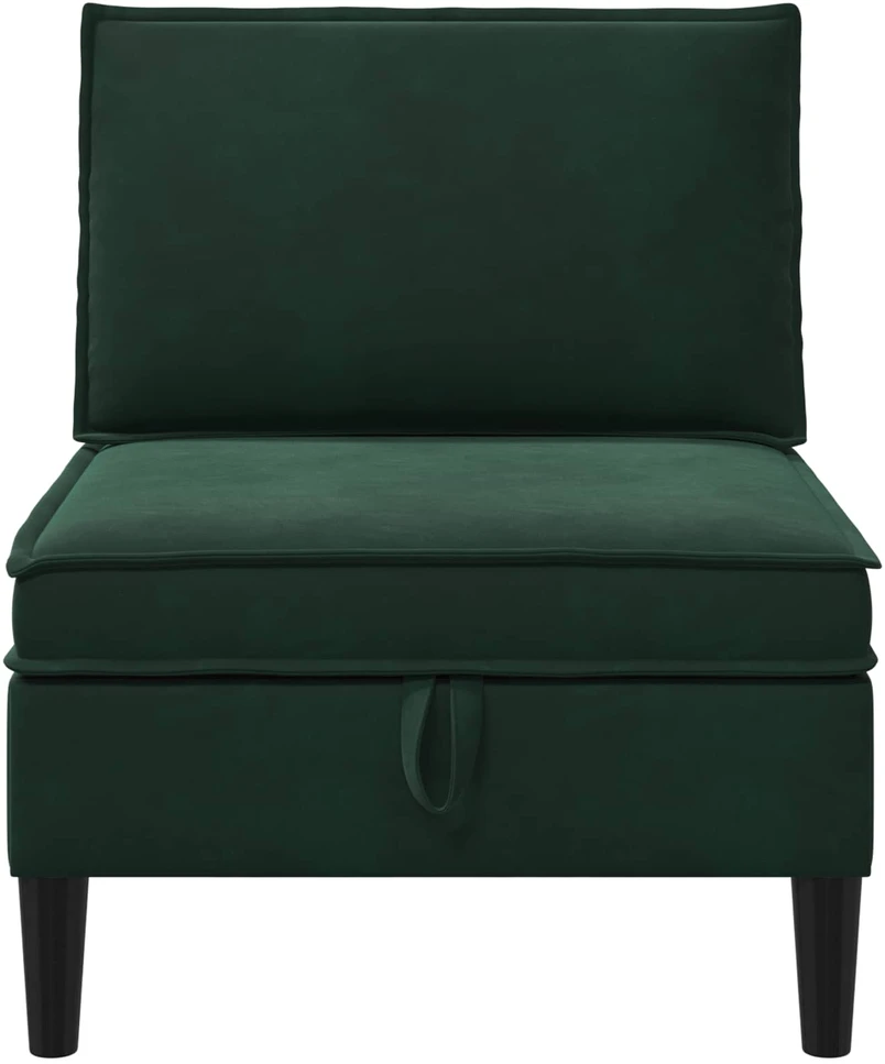Vidurinė sofa su saugykla Tamsiai žalia Aksomas