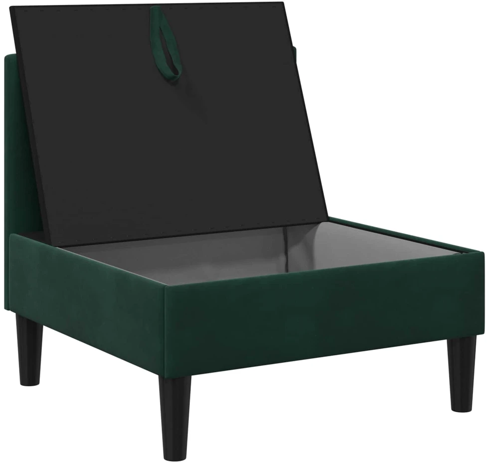 Vidurinė sofa su saugykla Tamsiai žalia Aksomas