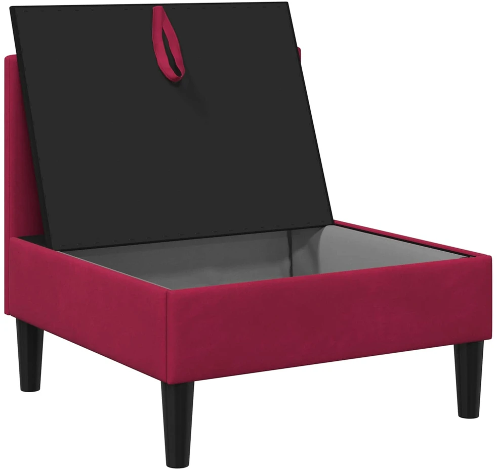 Vidurinė sofa su saugykla Vyno raudona Aksomas