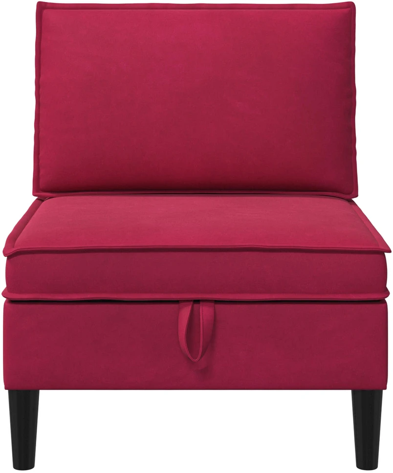 Vidurinė sofa su saugykla Vyno raudona Aksomas